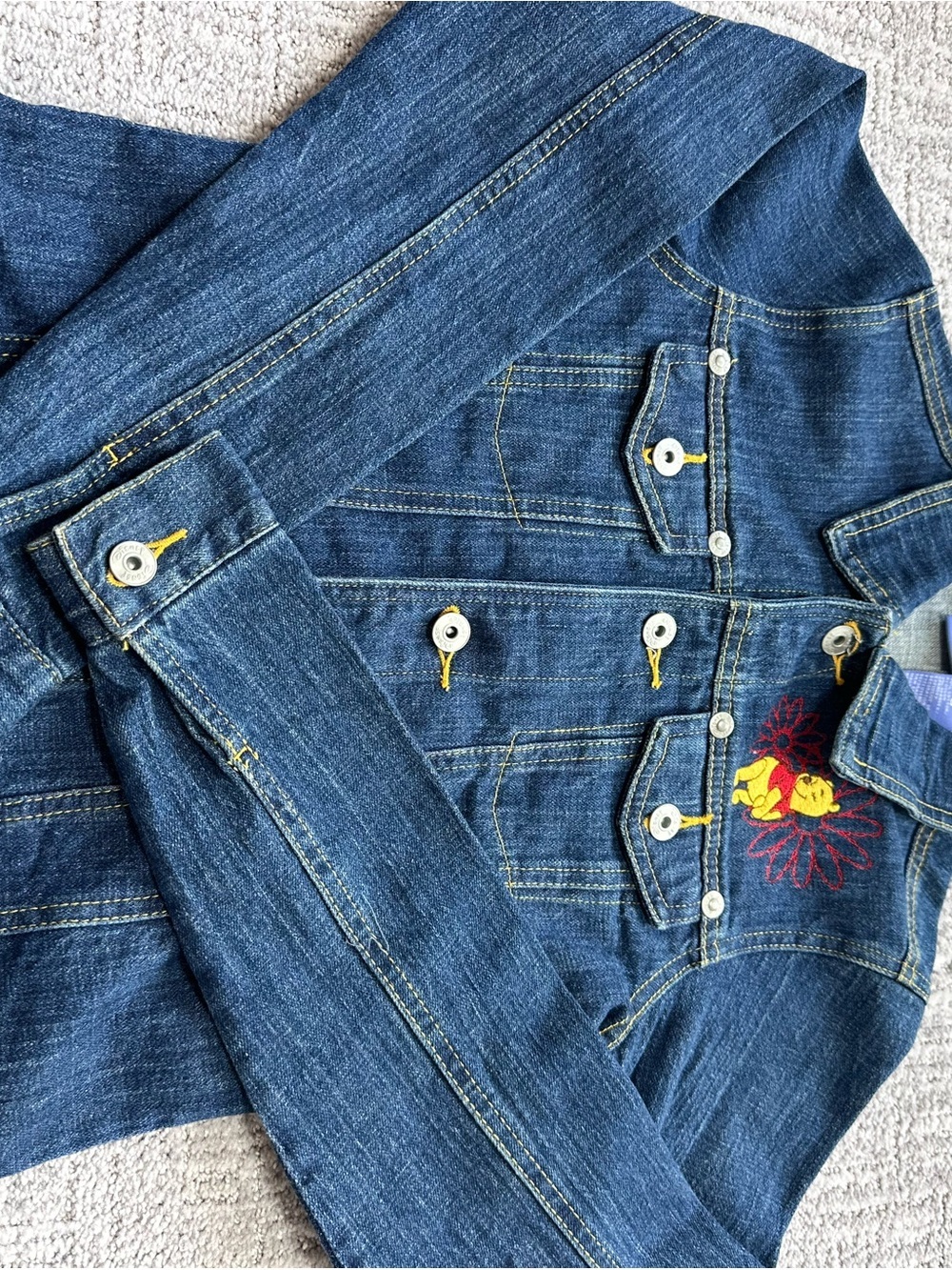 Kids vintage’s 90s Winnie the Pooh Denim Jacket Embroidered Back Patch Japanes - Picture 14 of 14